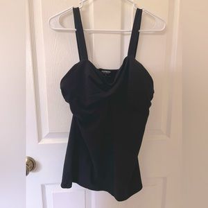 Express Sexy Stretch Black Cute Twist Tank Top with Built-In Bra
